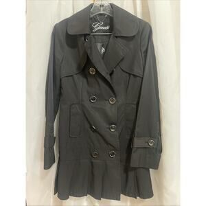 GUESS Black Mid Length Jacket Size Small Button Pockets‎ Stylish